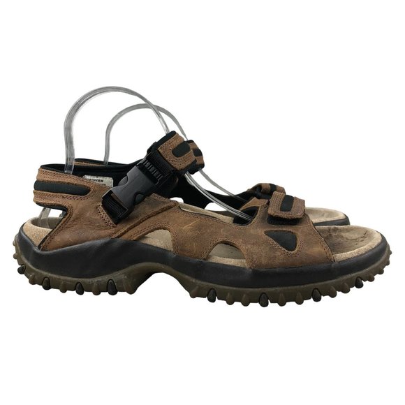 GH Bass & Co Men's Size 11M Northview Brown Leather Open Toe Hook & Loop Sandals - Picture 1 of 13